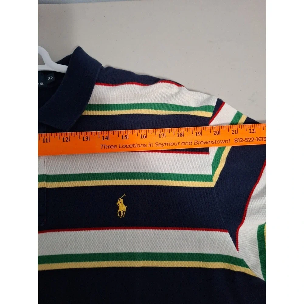 Polo Ralph‎ Lauren XL Striped Colorful Short Sleeve Polo Shirt Knit Cotton